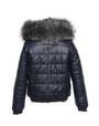 mens reversible silver fox fur bomber jacket leather face view rear
