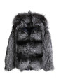 hoooded men's silver fox fur bomber coat