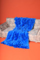 Neon  Blue Fox Fur Blanket Throw