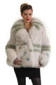 green white fox fur coat with fox fur shawl collar