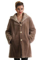 reversible hooded beige sheared beaver fur coat