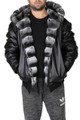 Reversible Hooded Chinchilla  Leather  Bomber Jacket