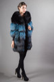 Blue Black Saga Fox Fur Coat 4/5 Sleeves