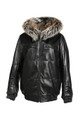 mens fur and lamb leather jacket with hood reversible