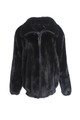 men's black mink fur bomber coat woth elasticised waist and cuffs zipper closure