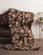 Beige Brown Fox Fur Fur Blanket Throw Cover