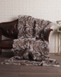 Grey Chevron Fox  Fur Fur Blanket Throw Cover