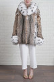 Lynx Fur Coat With Spotted Shawl Fox Collar & Cuffs XS S M L XL