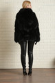 Black Fox Fur Coat Leather Straps M