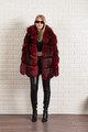 Red Black Fox Fur Coat XS S M L