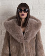  Brown Sheared beaver Fur Coat With Cobra Fox Fur Hood EMILIA