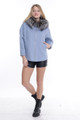 Light Blue Cashmere Wool Jacket with Hood