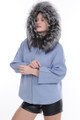 Light Blue Cashmere Wool Jacket with Hood
