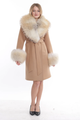 Light Taupe Knee-Length Cashmere Wool Coat Golden Fox