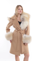 Light Taupe Knee-Length Cashmere Wool Coat Golden Fox