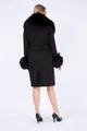 Black Cashmere Wool Coat with Detachable Fox Collar and Cuffs