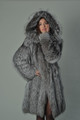  silver fox fur coat knee length hooded saga fully let out 