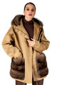 Tan Cashmere Coat With Sable Trim Aria