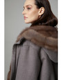 Hooded Cashmere Coat With Sable Fur Trim Dahlia