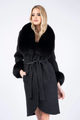 Black Cashmere Coat Fox Shawl Collar & Cuffs Fiona