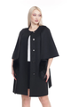 Black Cashmere Coat Fox  Fur Trim Melania