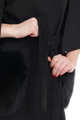 Black Cashmere Coat Fox  Fur Trim Melania