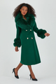 Green Cashmere Coat Fox Collar Nova