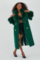 Green Cashmere Coat Fox Collar Nova