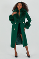 Green Cashmere Coat Fox Collar Nova