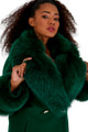 Green Cashmere Coat Fox Collar Nova