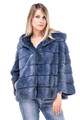 Blue Hoooded Mink Fur Jacket Samantha