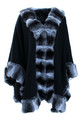 Black Cashmere Cape with Chinchilla Trim SIZES L/XL