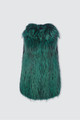 Green Feathered Fox Vest Hooded ghost mannequin