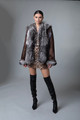 Mahogany Mink Fur Jacket Silver Fox Collar & Cuffs 