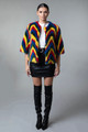 Multicolor Mink Jacket Cropped Sleeves on model front 