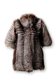 Silver Fox Fur Jacket Cropped Sleeves Feathered on ghost mannequin 