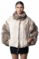 Mink fur cpae with lynx sleeves and collar on model front view