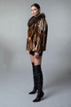 Mink Jacket Fox Fur  Shawl Collar Multicolor Chevron  profileview