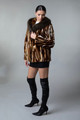  Chevron Mink Jacket Fox Fur  Shawl Collar  Sizes M/L