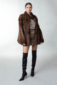 Brown Sculpted Mink Coat Stand Up Collar  Sizes S/M/L