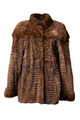 Brown Sculpted Mink Coat Stand Up Collar 