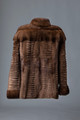 Brown Sculpted Mink Coat Stand Up Collar  Sizes S/M/L