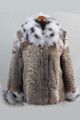 Fur Coat  Bobcat Lynx  White Spotted Fox Collar and Cuffs