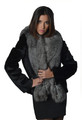 Black mink fur coat silver fox fur collar waterffall hem