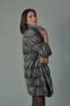 Sapphire Mink Fur Coat Short Sleeved Knee Length