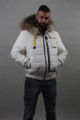 men's fur lined winter coat with hood and zipper closure