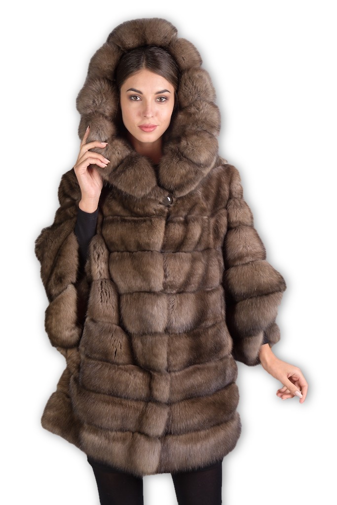 Russian Sable Fur Cape Hooded Domenica | SKANDINAVIK FUR