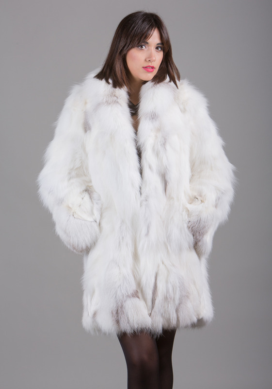 Men's fur pelerine - blue frost fox wrap - arctic-store