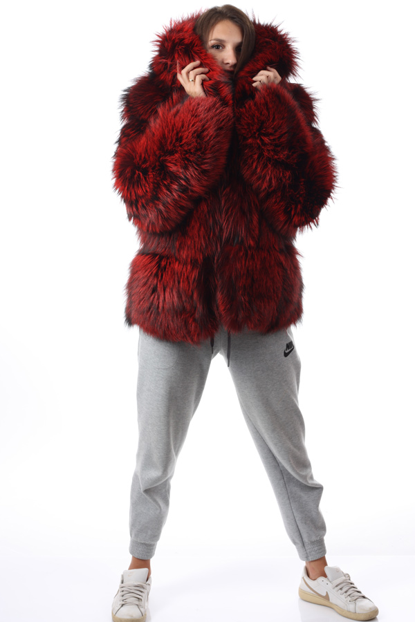Red Fox Fur Full Pelt Coat with Hood – TwentyFall