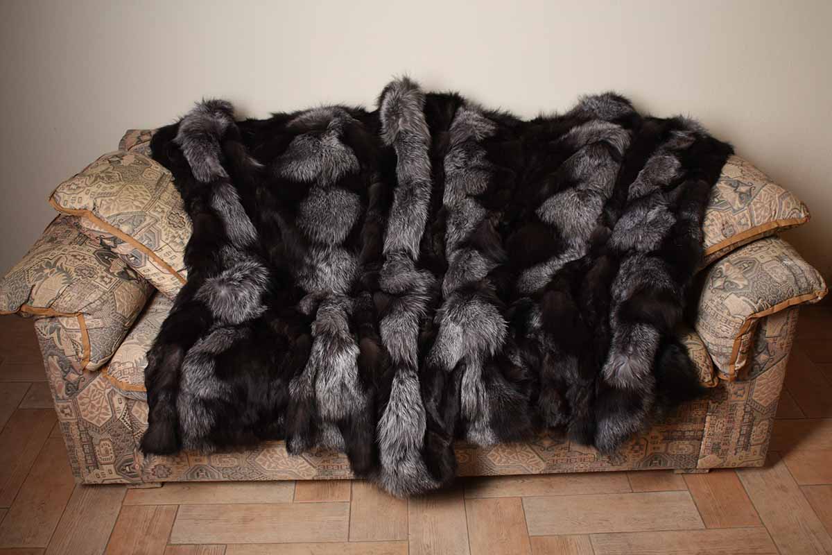 Silver Fox Fur Blanket Throw Skandinavik Fur